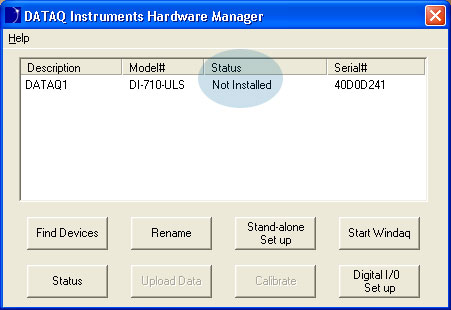 The DATAQ Instruments Hardware Manager