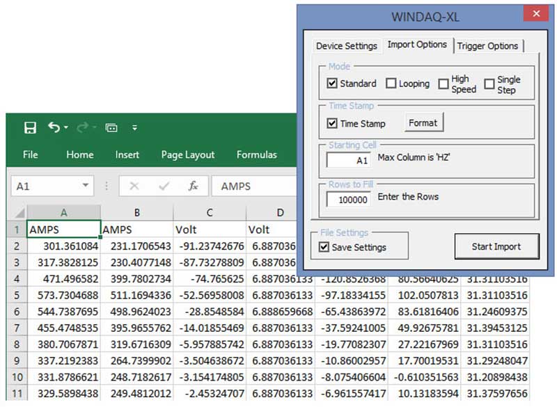 WinDaq/XL Data Acquisition Software Add On