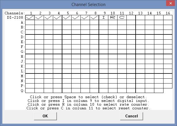 DI-2108 Channel Selection Grid