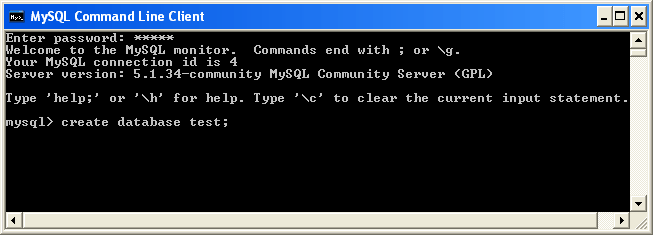 MySQL command line create database