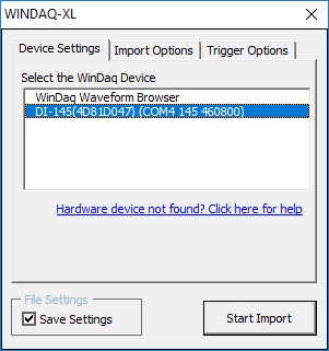 port values from your data acquisition device