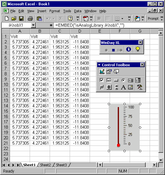 WinDaq/XL with Control Toolbox and Data Acquisition Controls