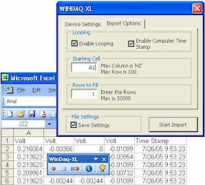 WinDaq/XL Data Acquisition Software Add On