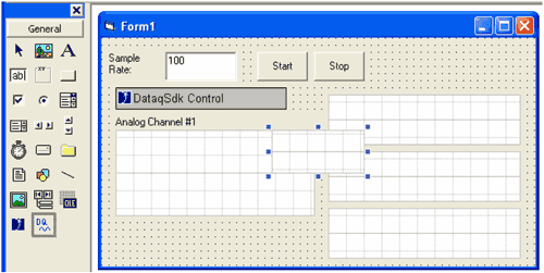 Choose the object view and double-click DQChart on the VB toolbar